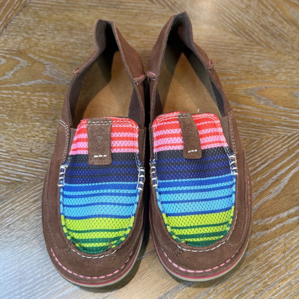 Ariat Cruiser Loafer Slip On Rainbow Stripe Suede Brown Multicolor Size 8.5 - Picture 2 of 10